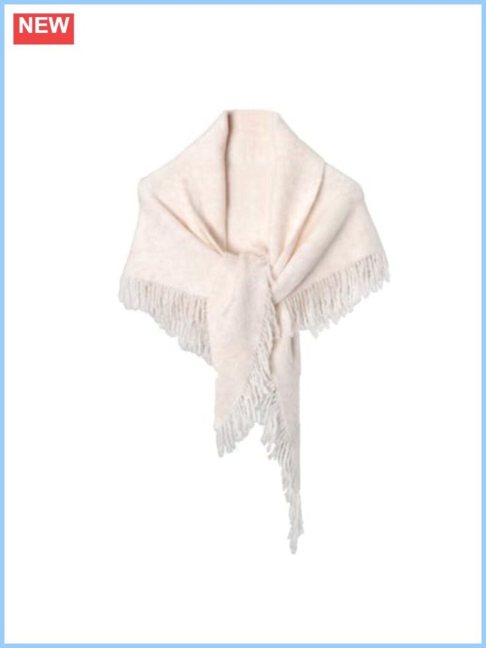 Fringe Knit Triangle Shawl Wrap Open Front Knotted Pashmina Scarf